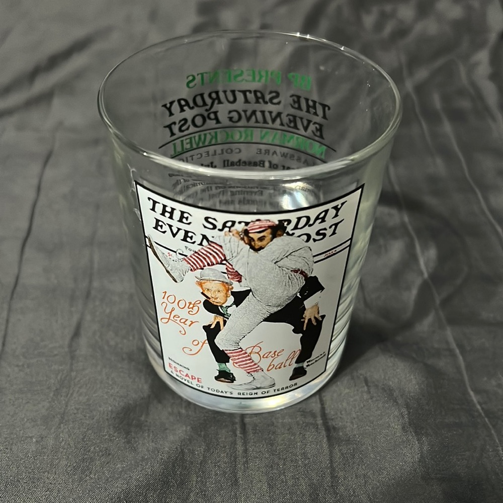 Vintage The Saturday Evening Post Norman Rockwell Glass Cup.